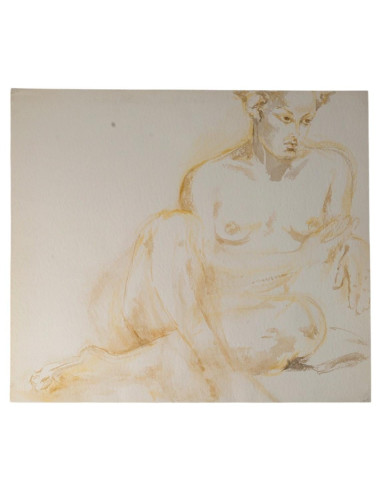 一幅描绘女性的水彩画，绘于纸上，20世纪。