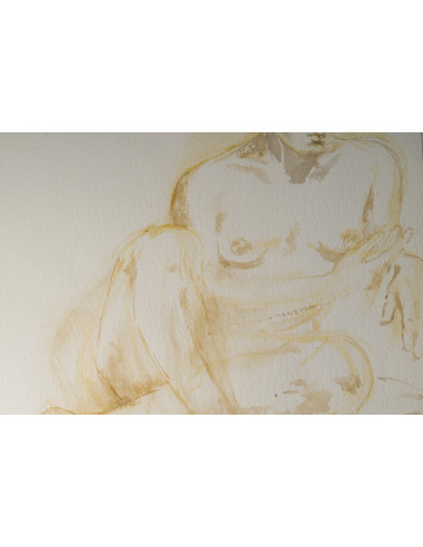一幅描绘女性的水彩画，绘于纸上，20世纪。