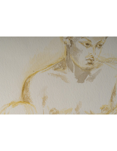 一幅描绘女性的水彩画，绘于纸上，20世纪。
