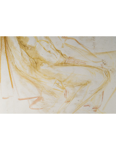 纸本水彩画，双面绘制，描绘了一对夫妇和一名男子，20世纪。