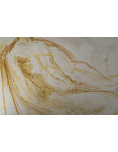 纸本水彩画，双面绘制，描绘了一对夫妇和一名男子，20世纪。