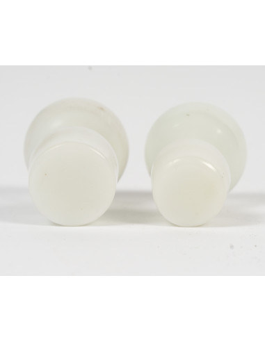 一对彩绘乳白玻璃瓶塞，19世纪，拿破仑三世时期。