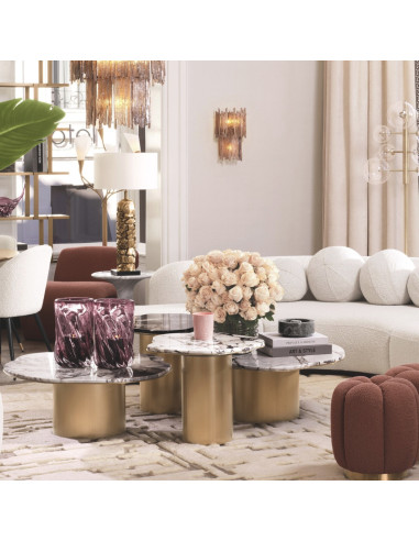 Side table in light marble with a...