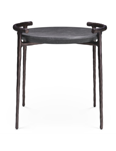 Round side table in grey marble with...