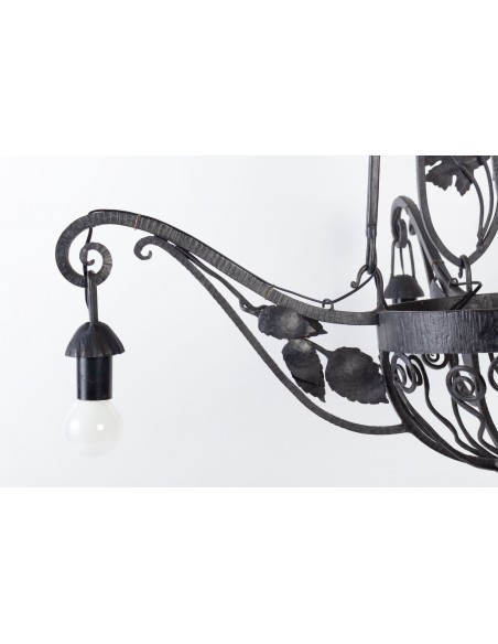 Lustre Art Deco, 1930, Iron Forgé, 4 Luzes