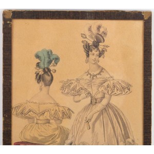 Originalrycin Od XIX wieku Sous Verre, Représentant Une Elegante De Face i De Dos 2