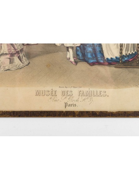 Originele gravatie van de 19e eeuw, Sous Verre, die 'The Museum of Families' vertegenwoordigt