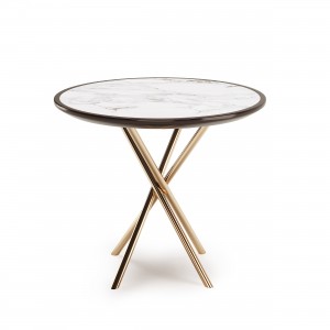 Round Table Laque material in Marble, Pieds in Laiton (ang.) 2