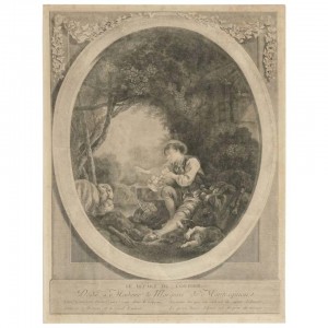 Incisione romantica, XIX secolo, "la partenza della posta"