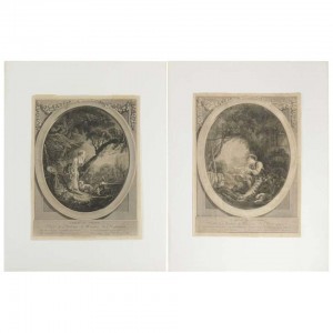 Paire Degravure Romantique, Xixème Siècle, „le Départ Du Courrier” L’ przybywa do Du Courrier