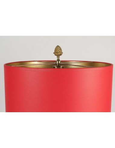 Lampe des années 1960 en laiton et résine de couleur rouge dans le goût de Charles
